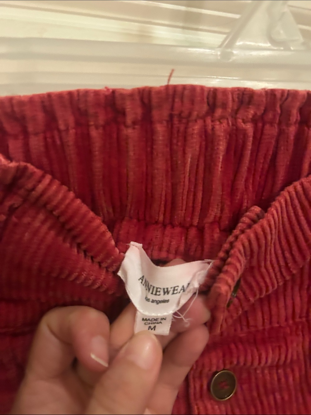 High-Waist Red Corduroy Wide-Leg Pants Anniewear - Picture 4 of 5